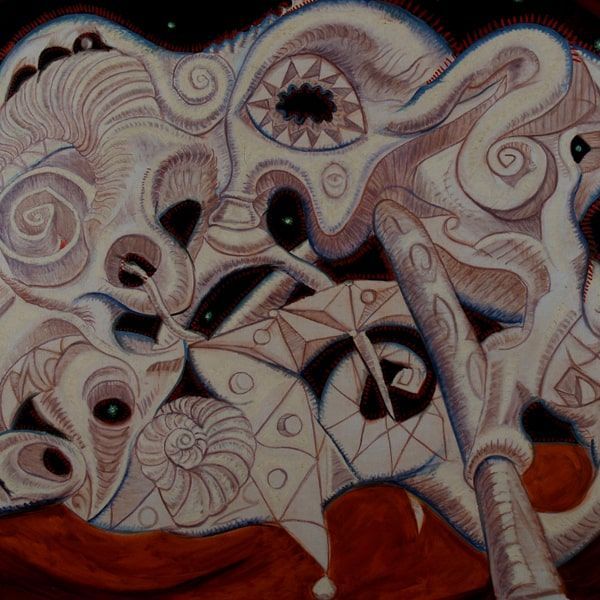 Celestial Carnivore an abstract oil painting (detail view) by artist John Varriano