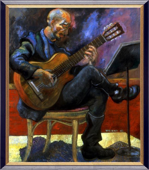 Artist John Varriano gives us a magnificent rendering of a guitarist in this figurative oil painting