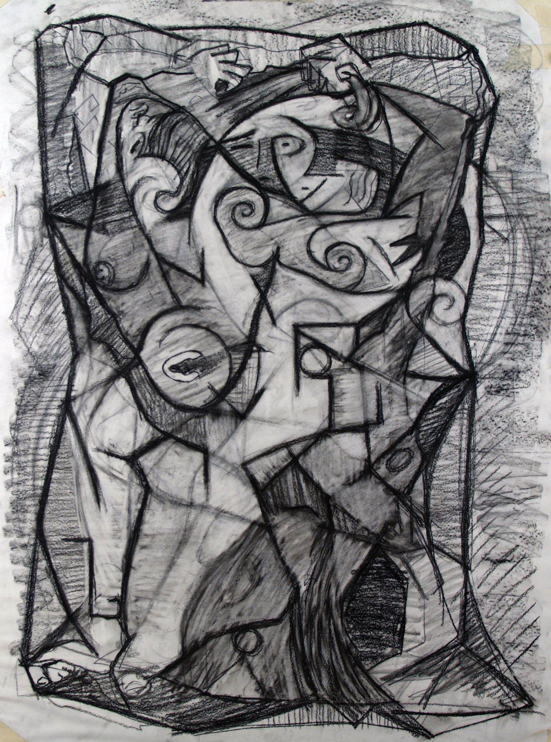 Apollo & Daphne | Abstract Charcoal Drawing  by John Varriano