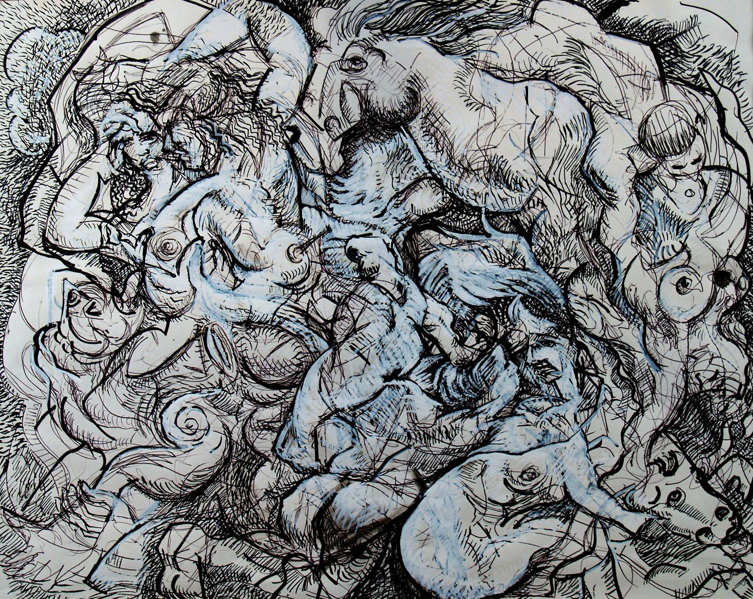 Rape of the Sabines  | Abstract Drawing Ink on Paper by John Varriano
