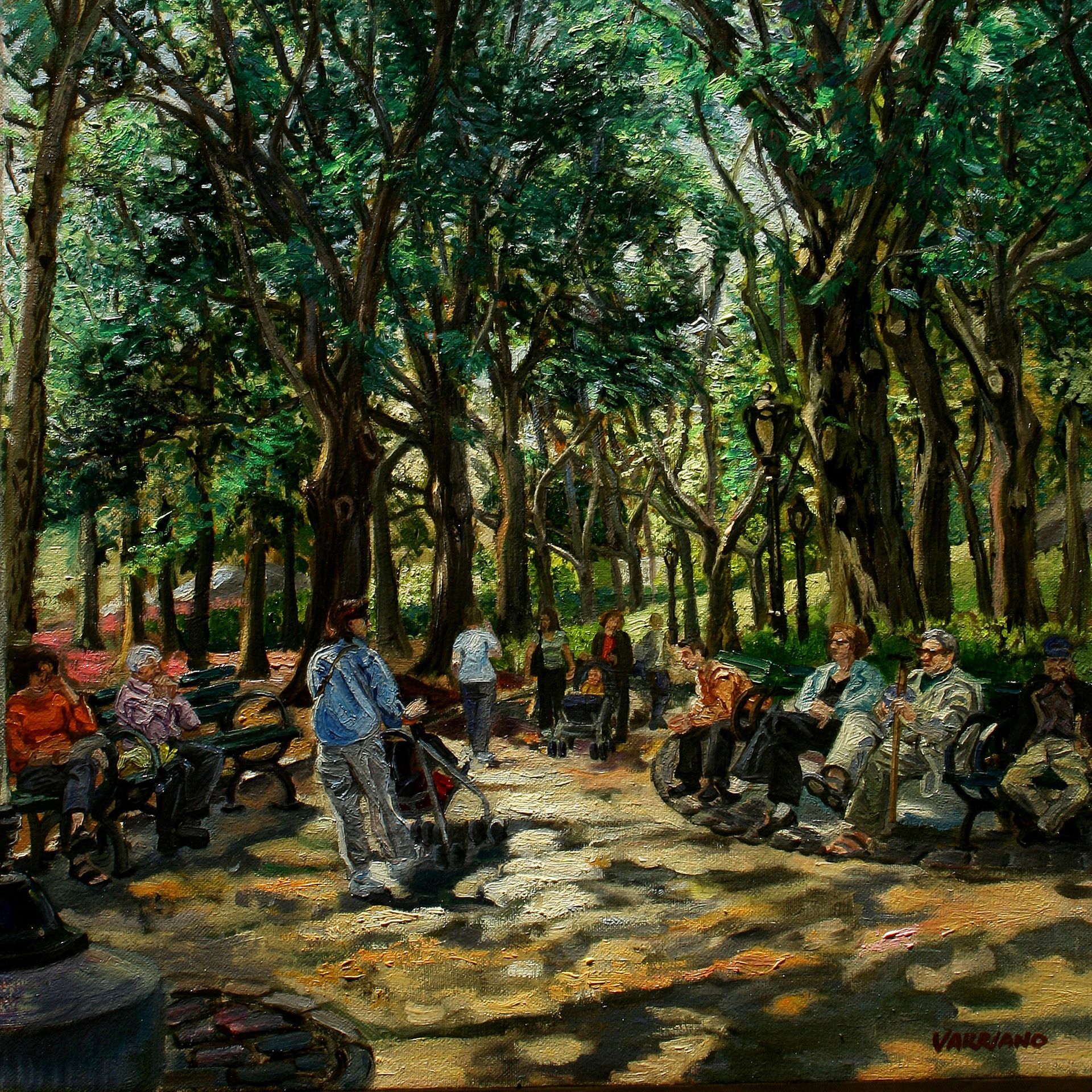 John Varriano American Artist Landscape Oil Painting:  Sunny Park