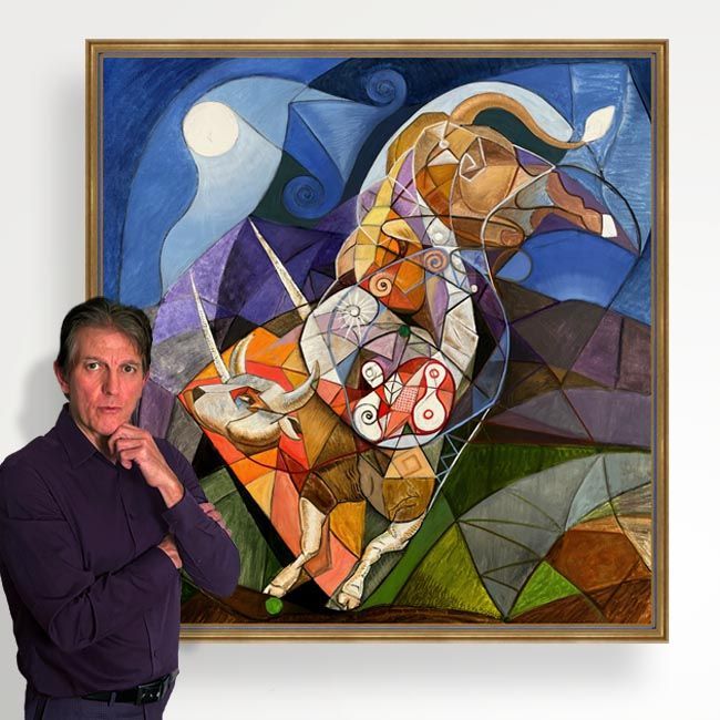 Photo of John Varriano, American Artist standing next to 