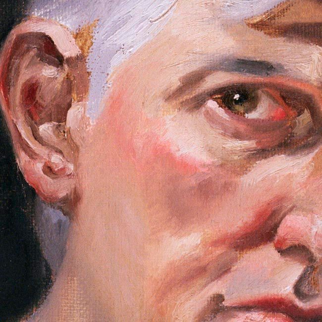 Closeup of John Varriano's figurative oil painting titled 
