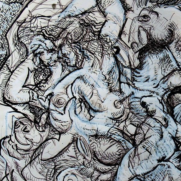 Rape of the Sabines an abstract drawing (detail view) by artist John Varriano