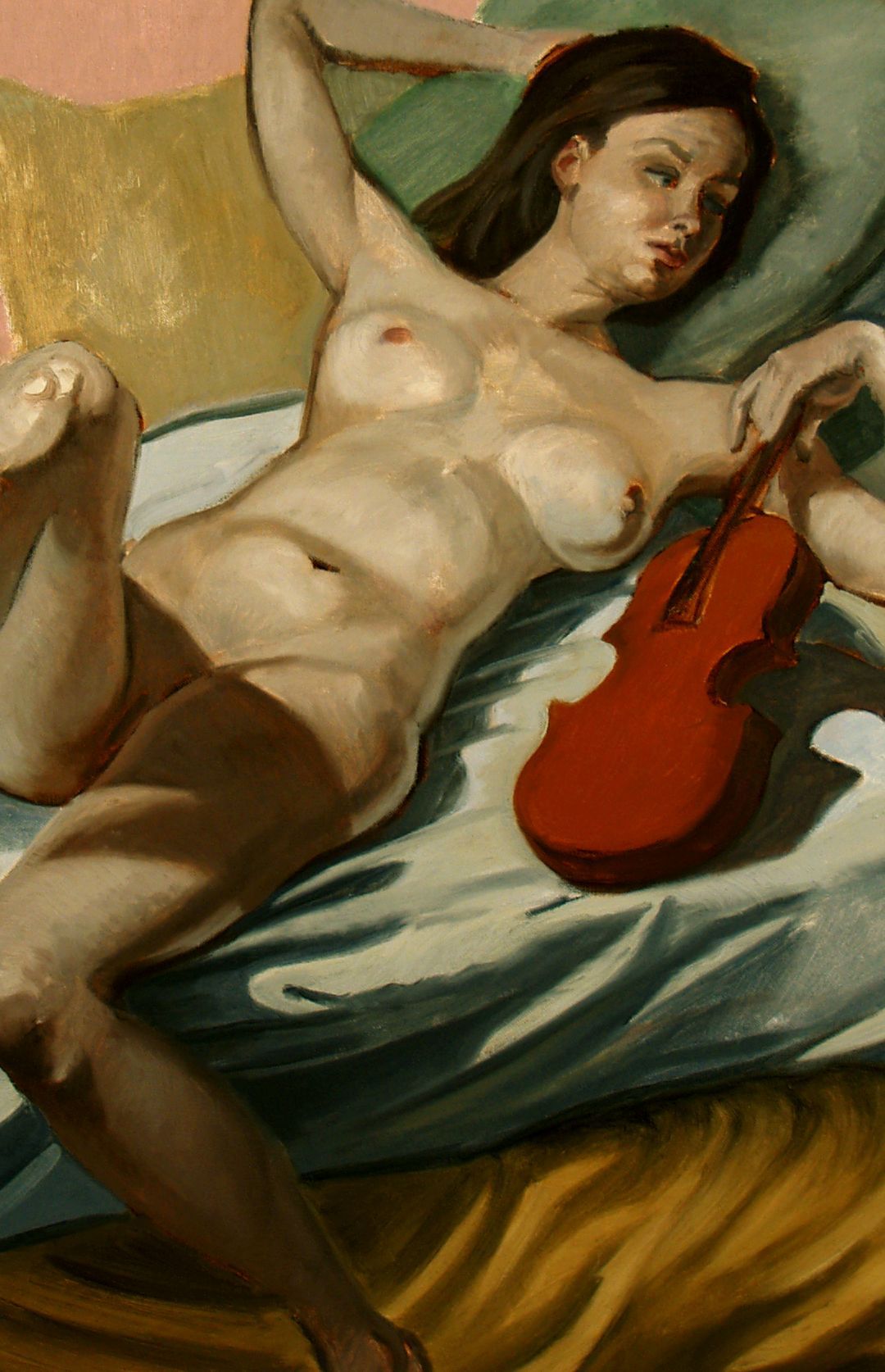 Reclining Nude with a Violin  | Figurative Oil Painting by John Varriano