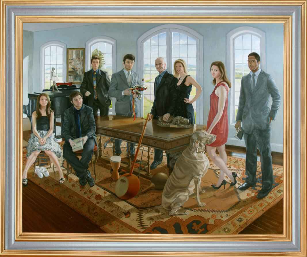 the cappuccino family | figurative oil painting by John Varriano