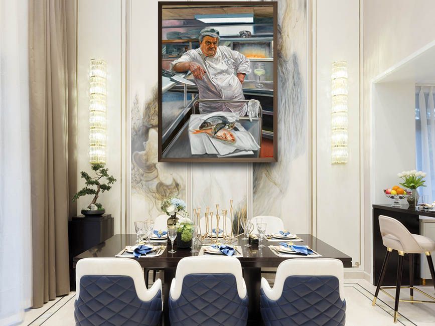 the chef | figurative oil painting by John Varriano