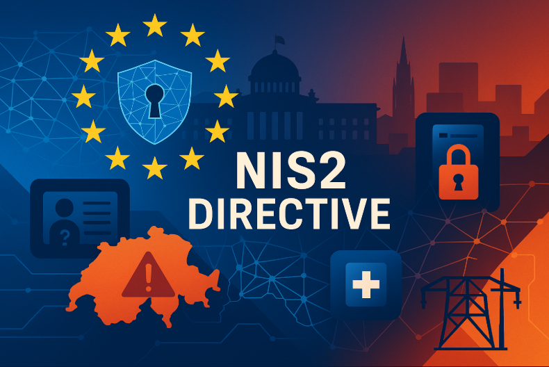 NIS2-Richtlinie steht auf blauem Hintergrund