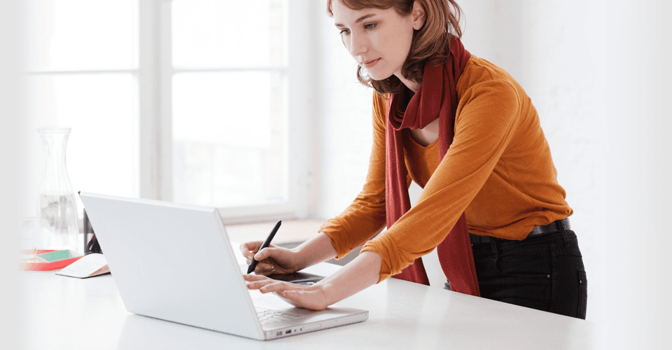 A woman using her laptop