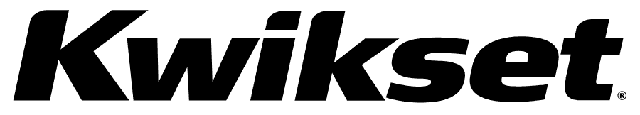 A black and white logo for kwikset on a white background