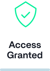 Green shield icon with a checkmark, text 