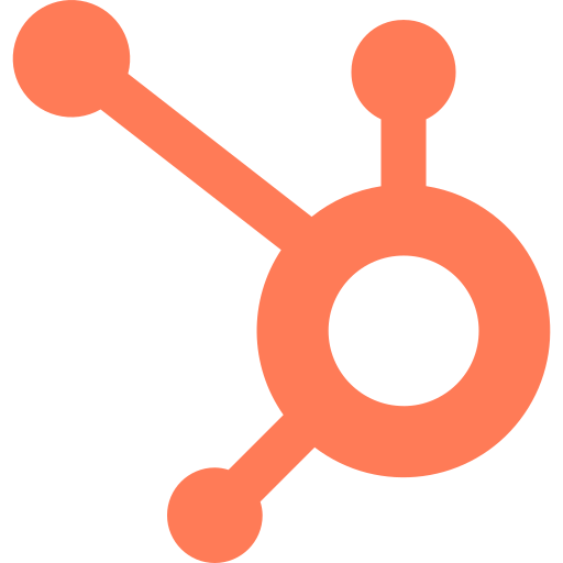 Orange HubSpot logo: connected circle with lines and dots.