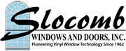 Logo for Slocomb Windows and Doors, Inc. features a stylized black script name over a graphic of a window.