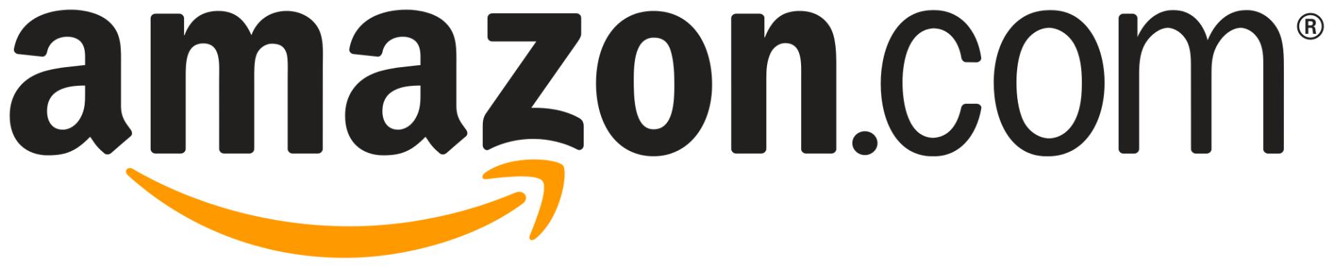 The amazon.com logo is a black and orange logo with an orange arrow.