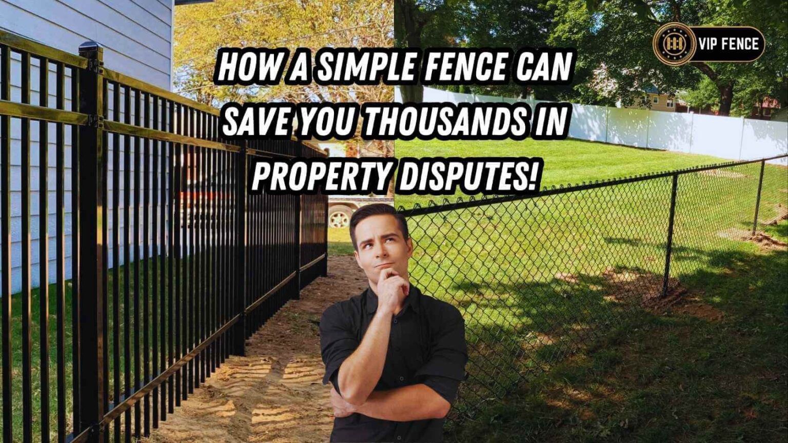 A man is standing in front of a chain link fence.