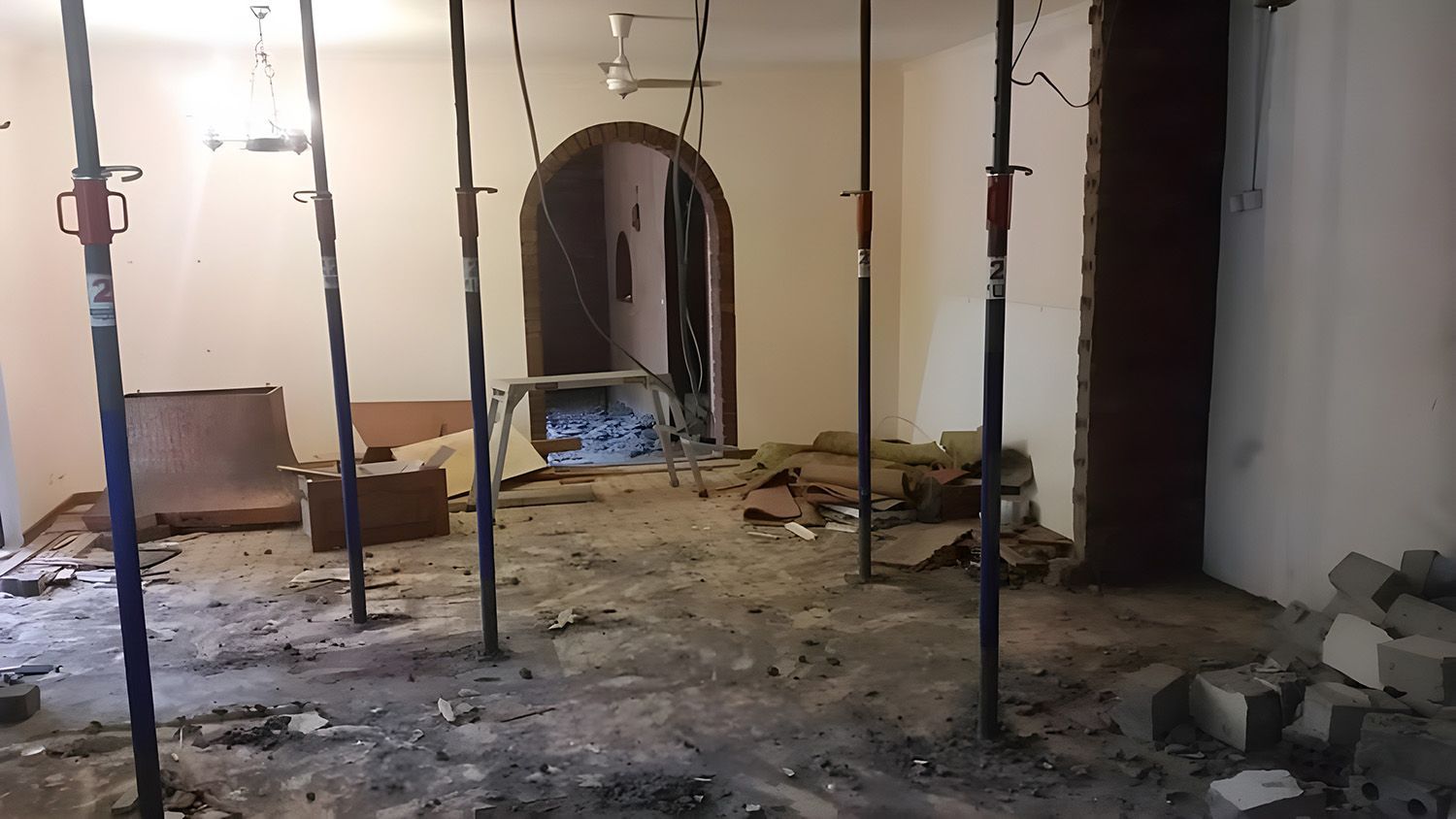 Room Under Renovation, Supported By Temporary Braces