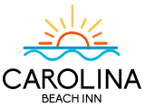 The Carolina Beach Inn logo, depicting a rising sun and wave graphic, representing a welcoming and sunny sister-property destination near Seabirds Motel at Kure Beach, known for its pet-friendly accommodations in North Carolina.