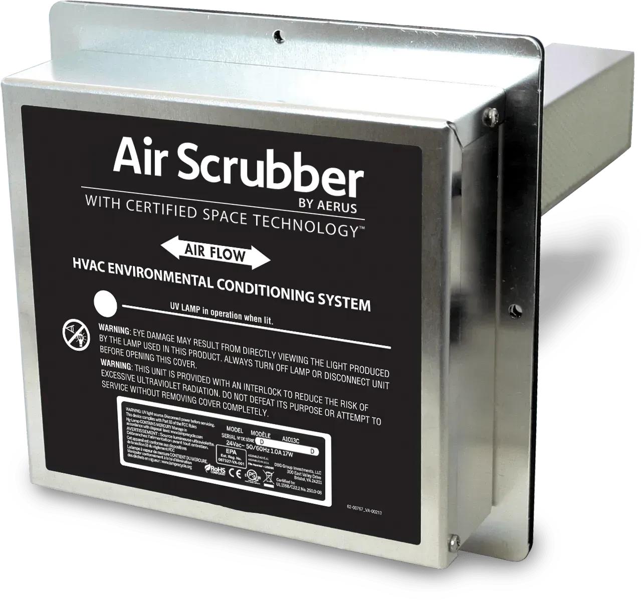 A box that says air scrubber on it