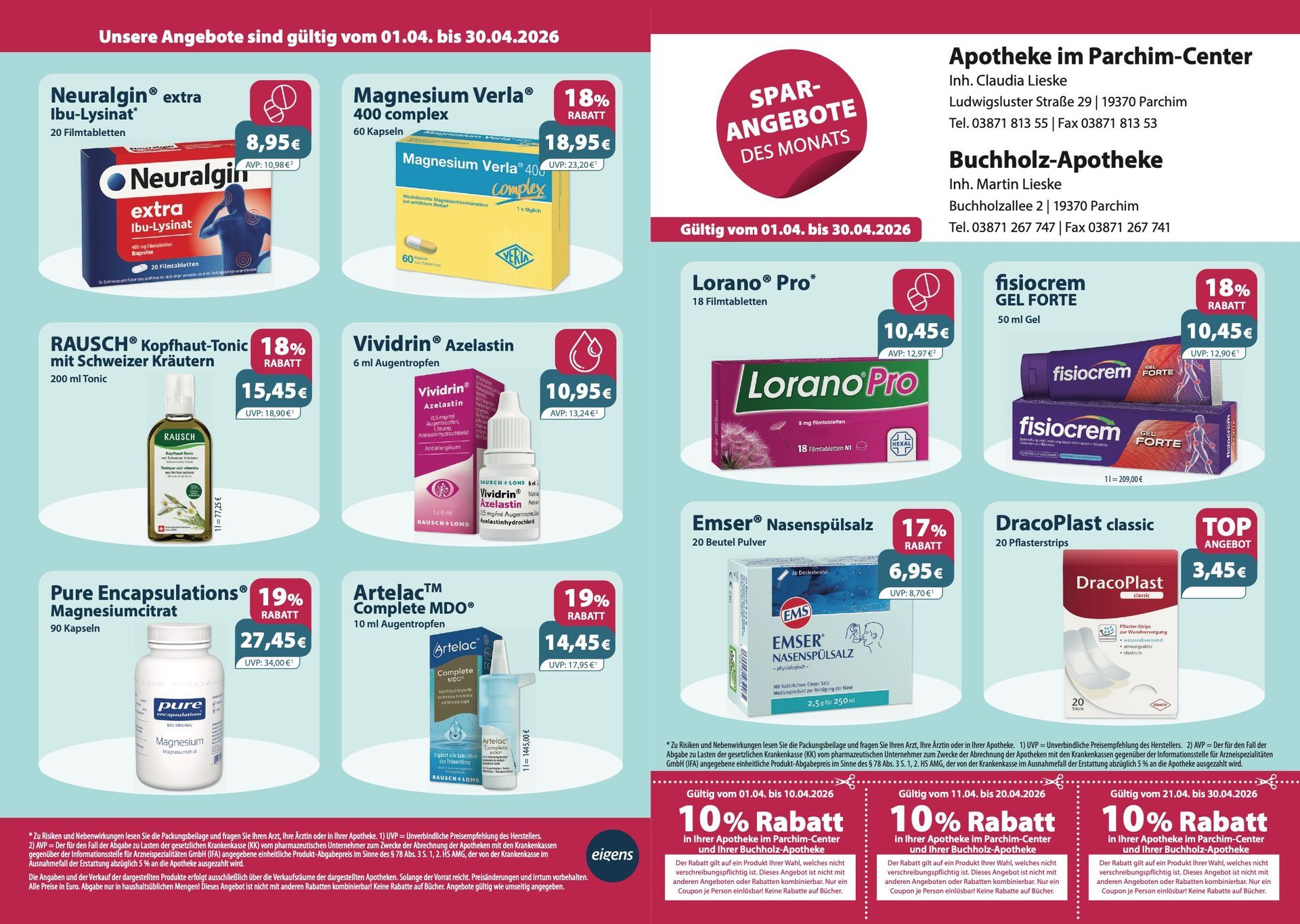 Ein Flyer mit vielen Produkten darauf