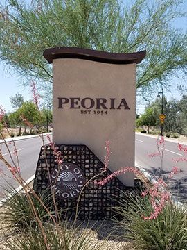 Peoria, Arizona, city welcome sign with 
