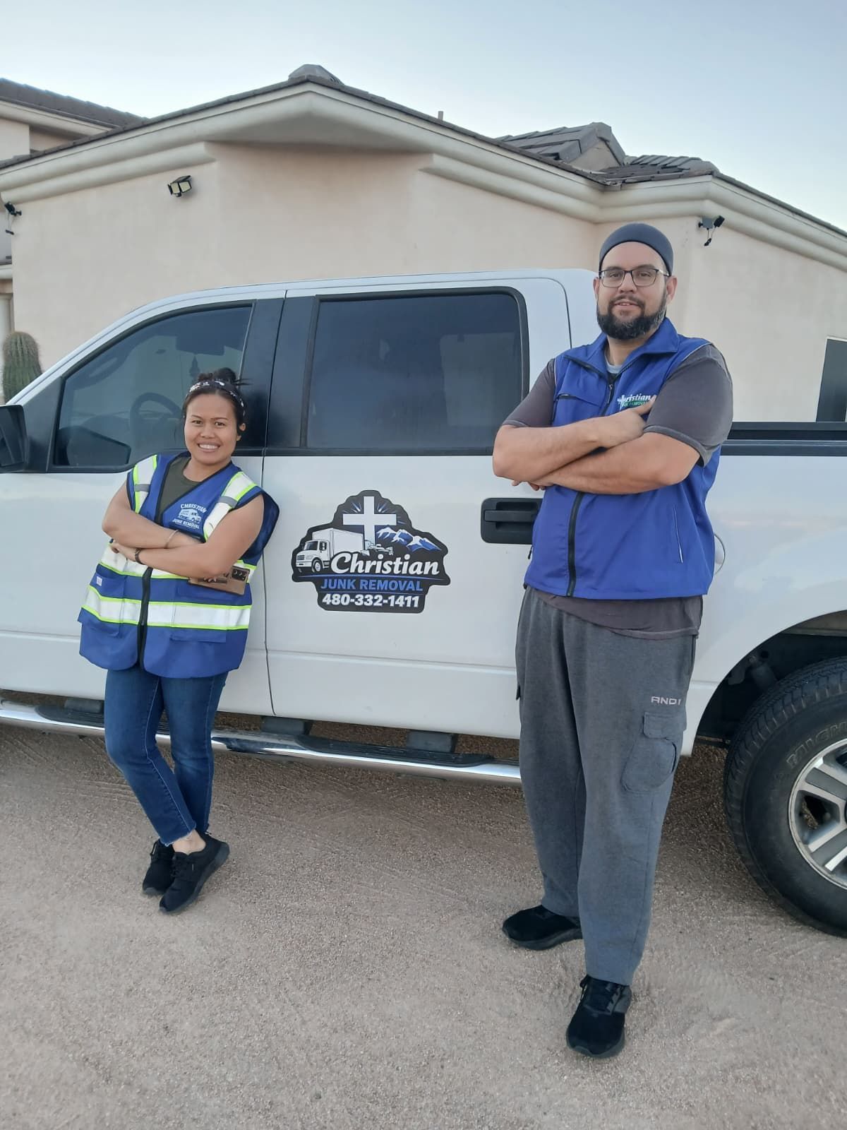 Joe and Eve at work truck
