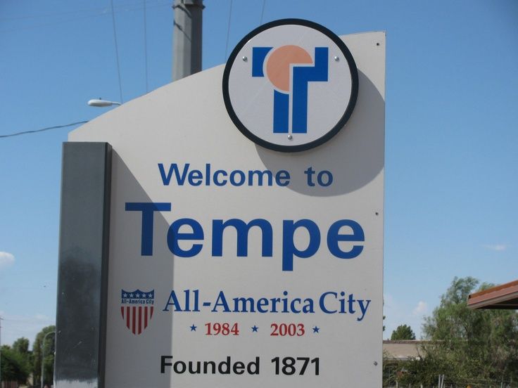 Welcome to Tempe sign with city logo, 