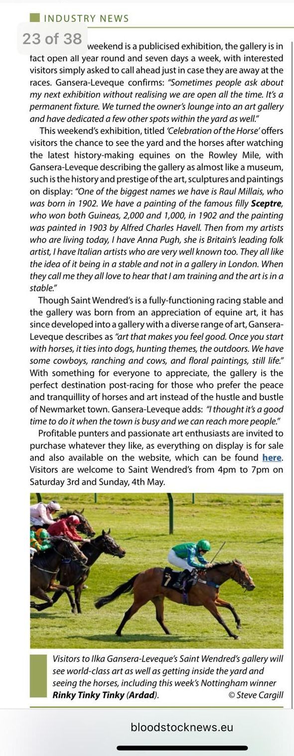 Racehorses competing on a grassy track; a jockey in green on the leading horse.