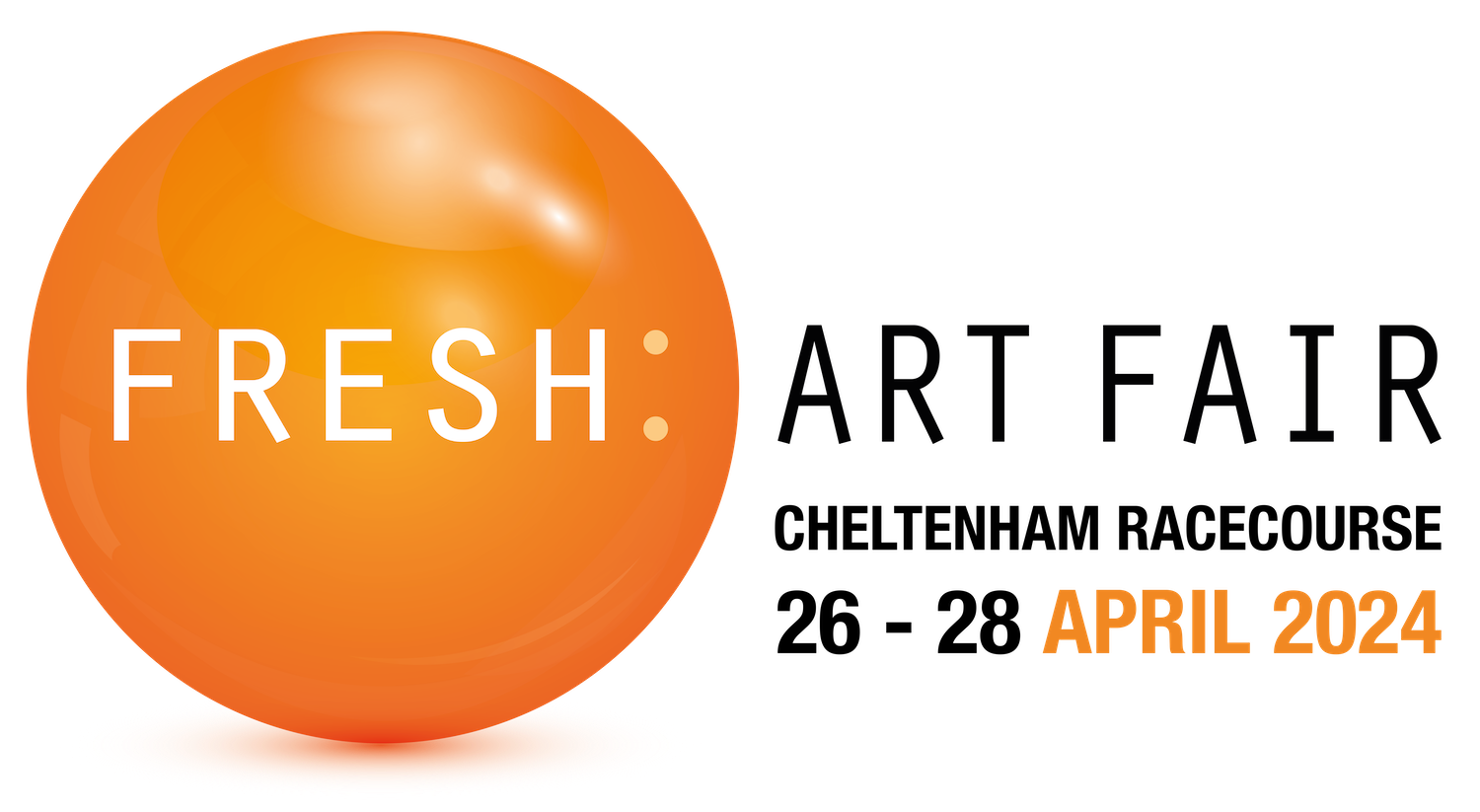 A logo for the fresh art fair in cheltenham racecourse