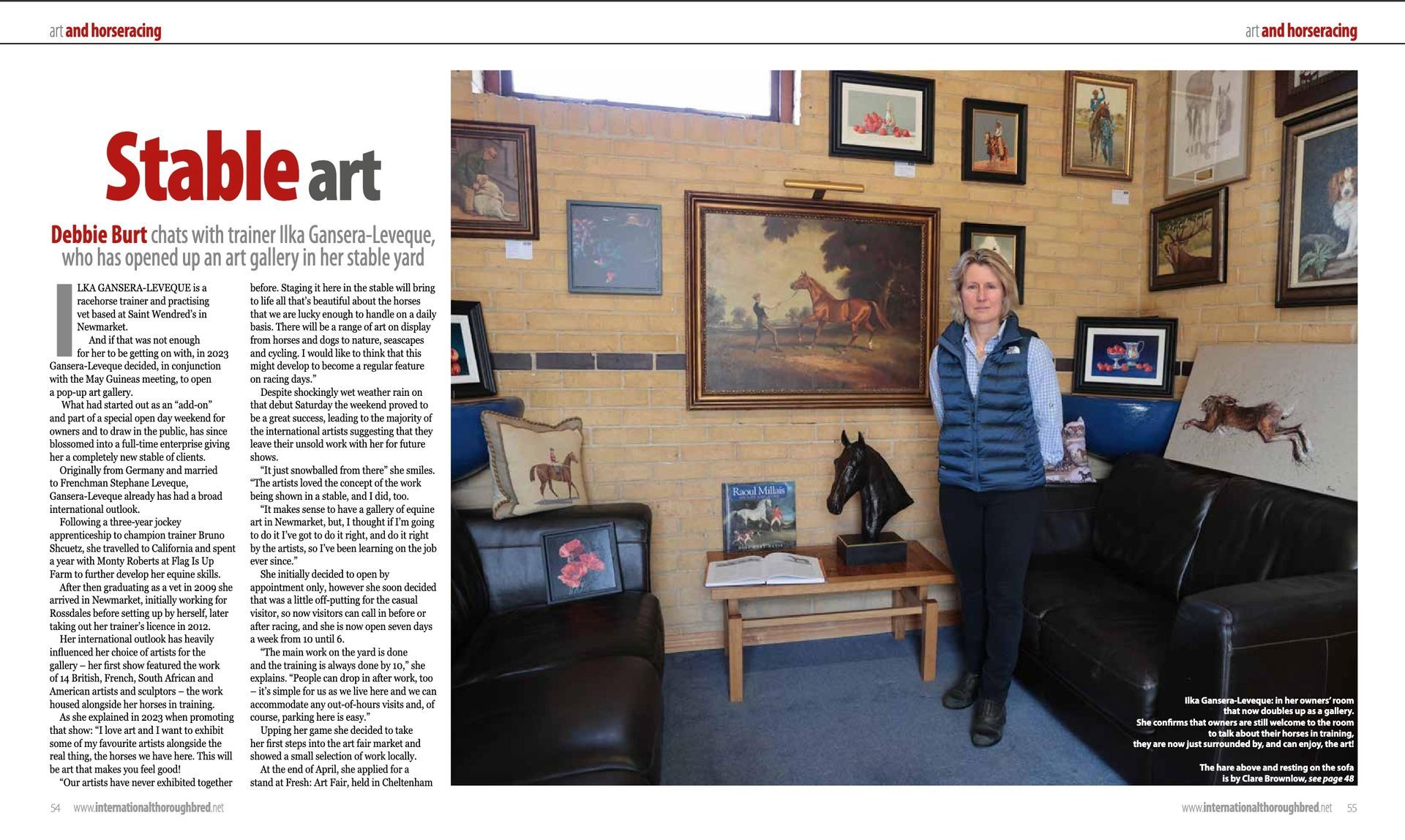 A newspaper article about stable art with a woman