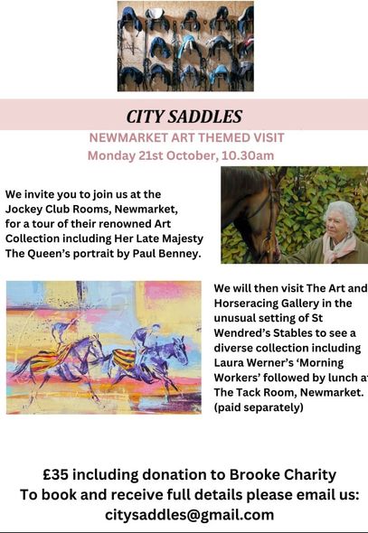 A flyer for a city saddles newmarket art themed visit