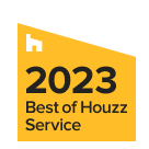 2023 Best of Houzz Service award badge in yellow and black
