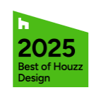 Green Houzz badge with white house icon and black text reading “2025 Best of Houzz Design”