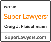 The logo for super lawyers is rated by craig j. fleischmann.