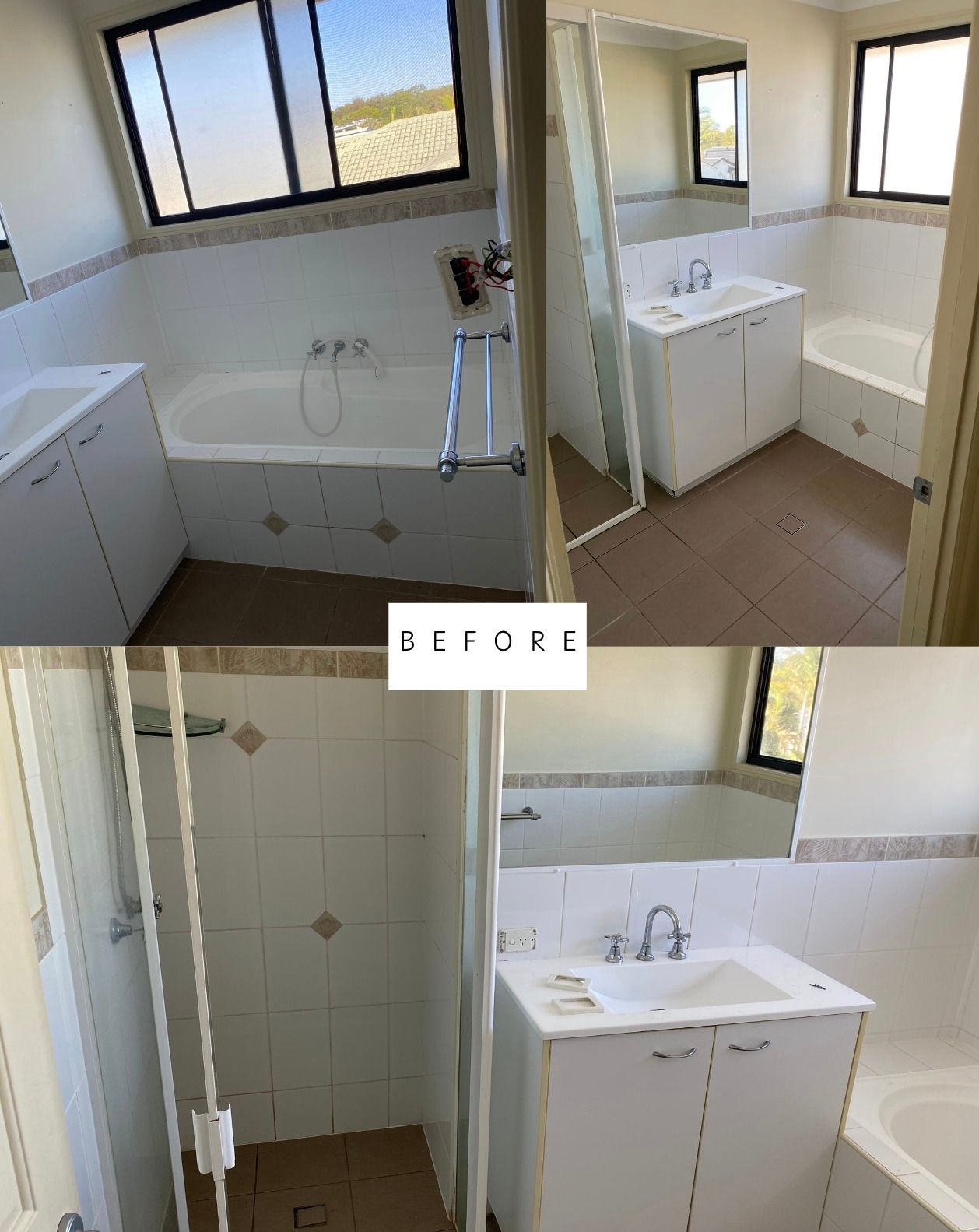 Before and After Photo of a Bathroom — Beards Roofing and Plumbing in Clontarf, QLD