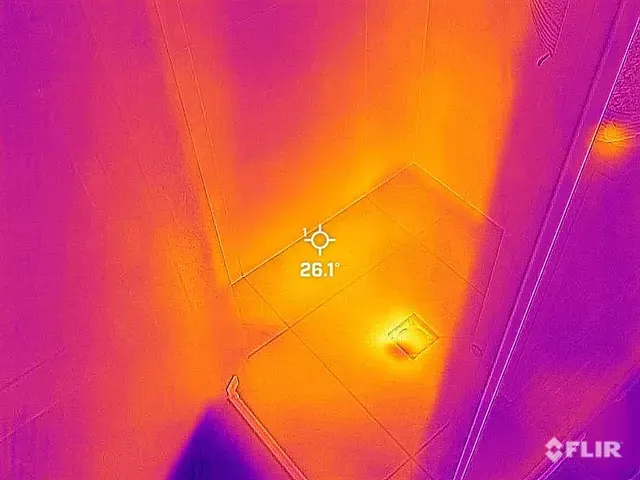 Thermal Image of a Bathroom Floor Temperature of 26.1 Degrees Celsius — Beards Roofing and Plumbing in Clontarf, QLD