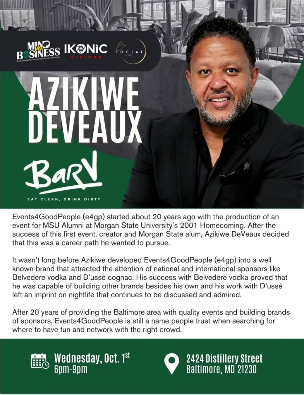 NEW FRANCHISE PARTNER OF BAR V AZIKIWE DEVEAUX