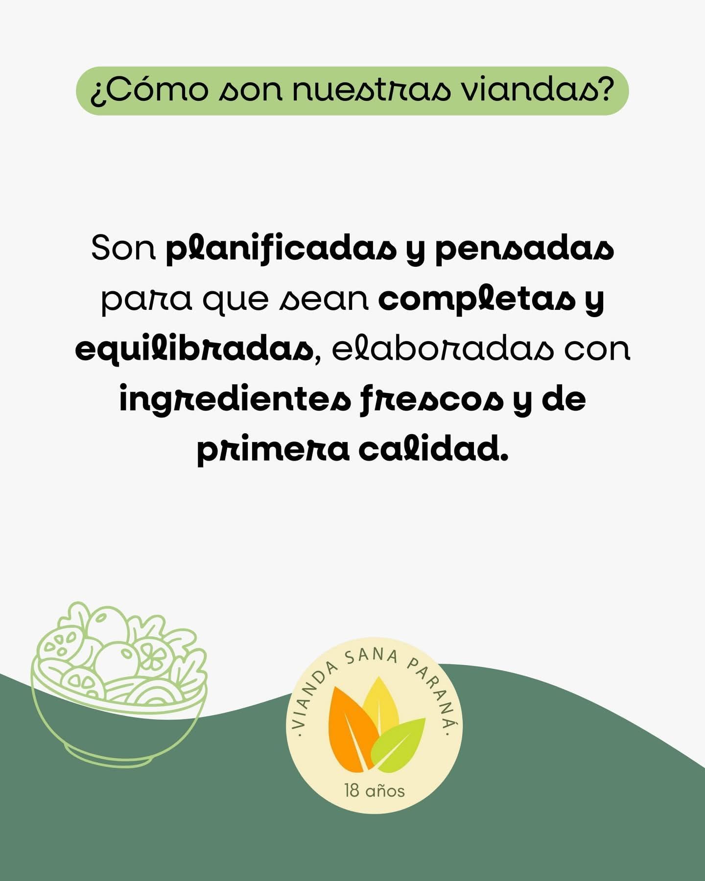 Texto sobre comida saludable: Platos planificados, completos, equilibrados y elaborados con ingredientes frescos