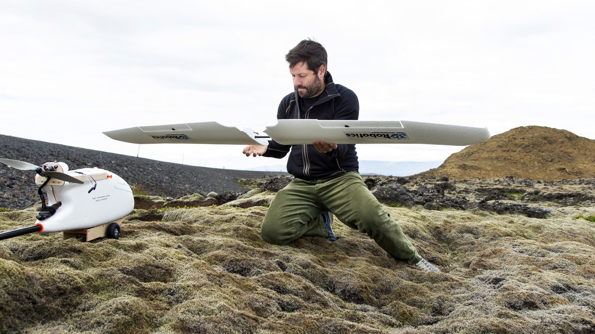 a man testing airfoil wings