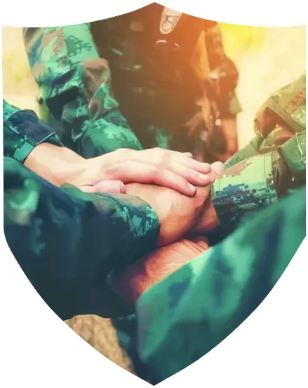 Soldiers joining hands