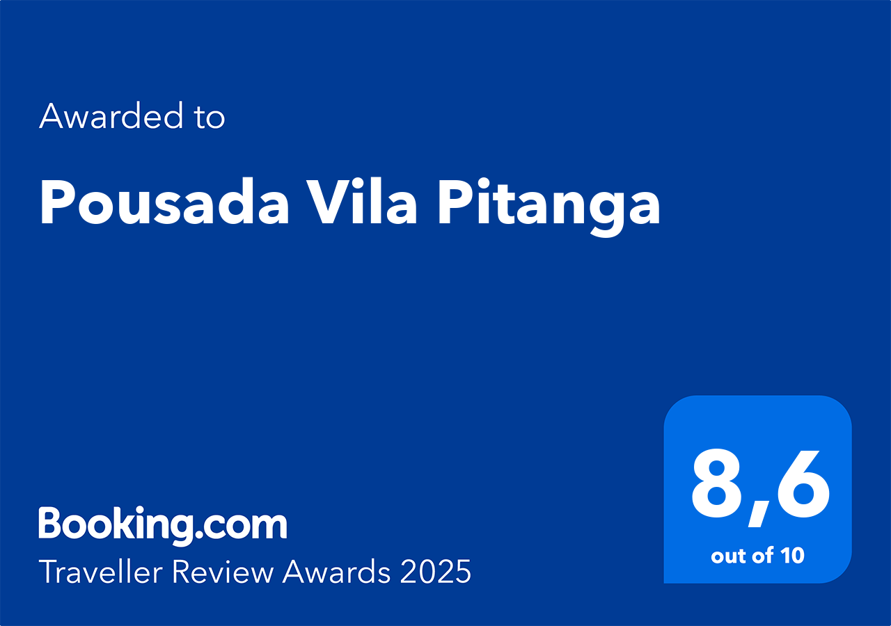 Uma placa azul que diz pousada villa pitanga