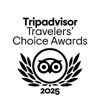 Um logotipo em preto e branco para o prêmio Travellers Choice do TripAdvisor.