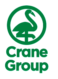 A green crane group logo with a flamingo in a circle