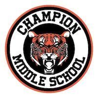 The logo for champion middle school has a tiger on it.