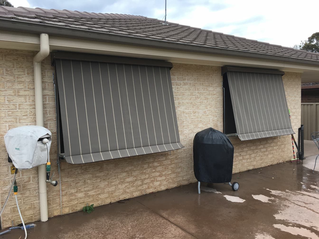 Gray With White Window Awning — Window Coverings in Exeter, NSW