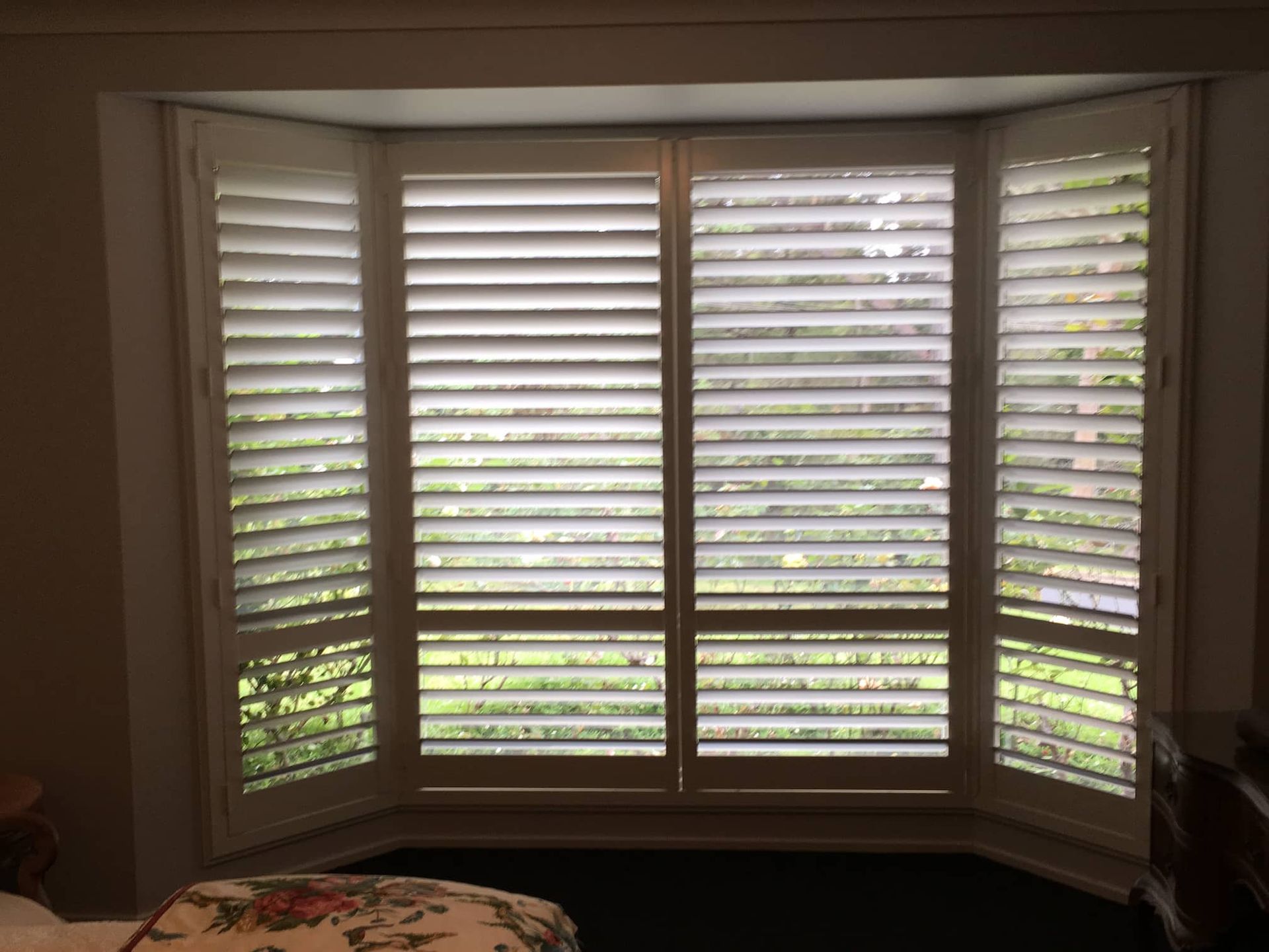 Opened internal Plantation Shutter — Window Coverings in Exeter, NSW