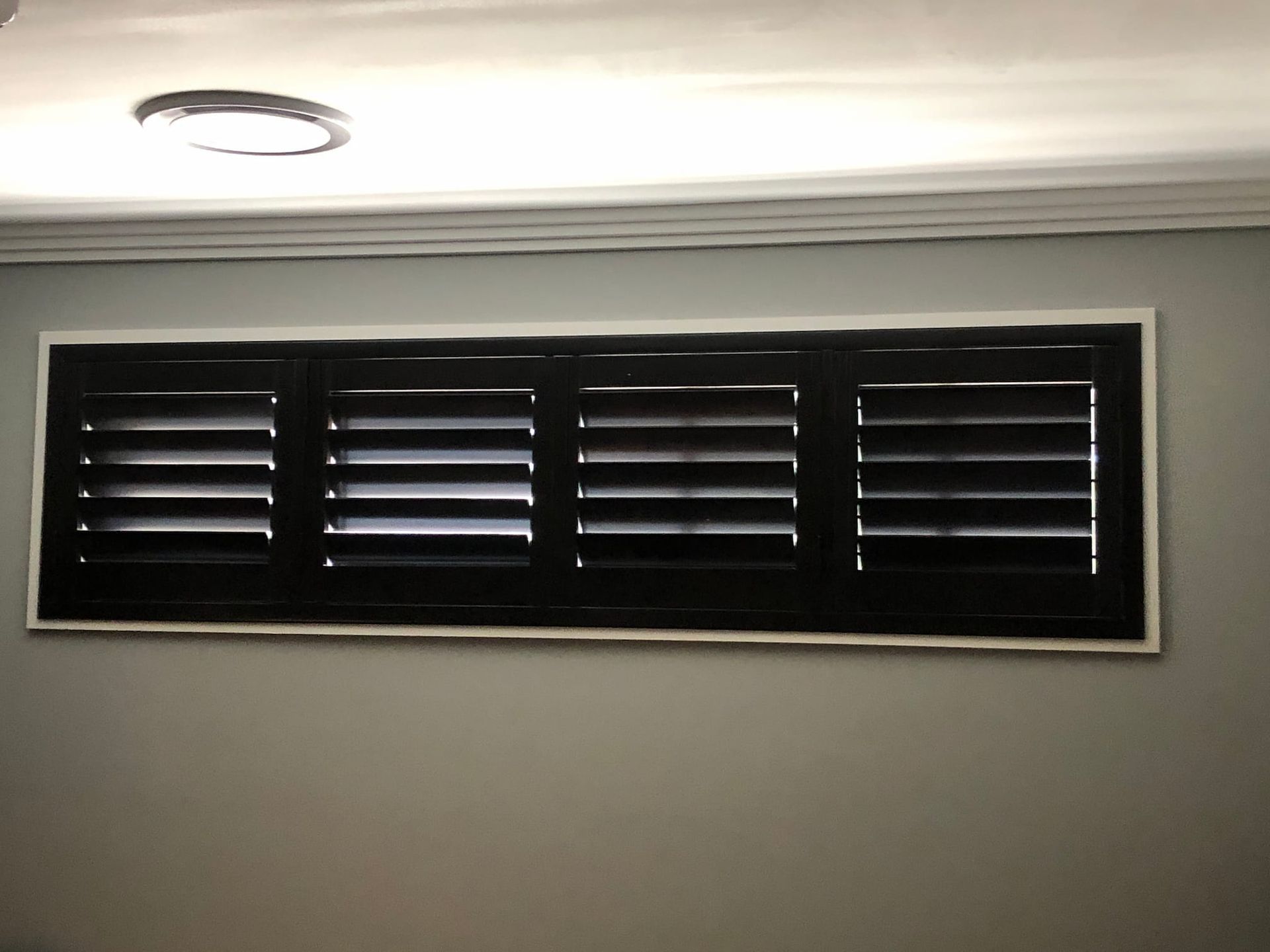 Dark Plantation Shutters — Window Coverings in Exeter, NSW