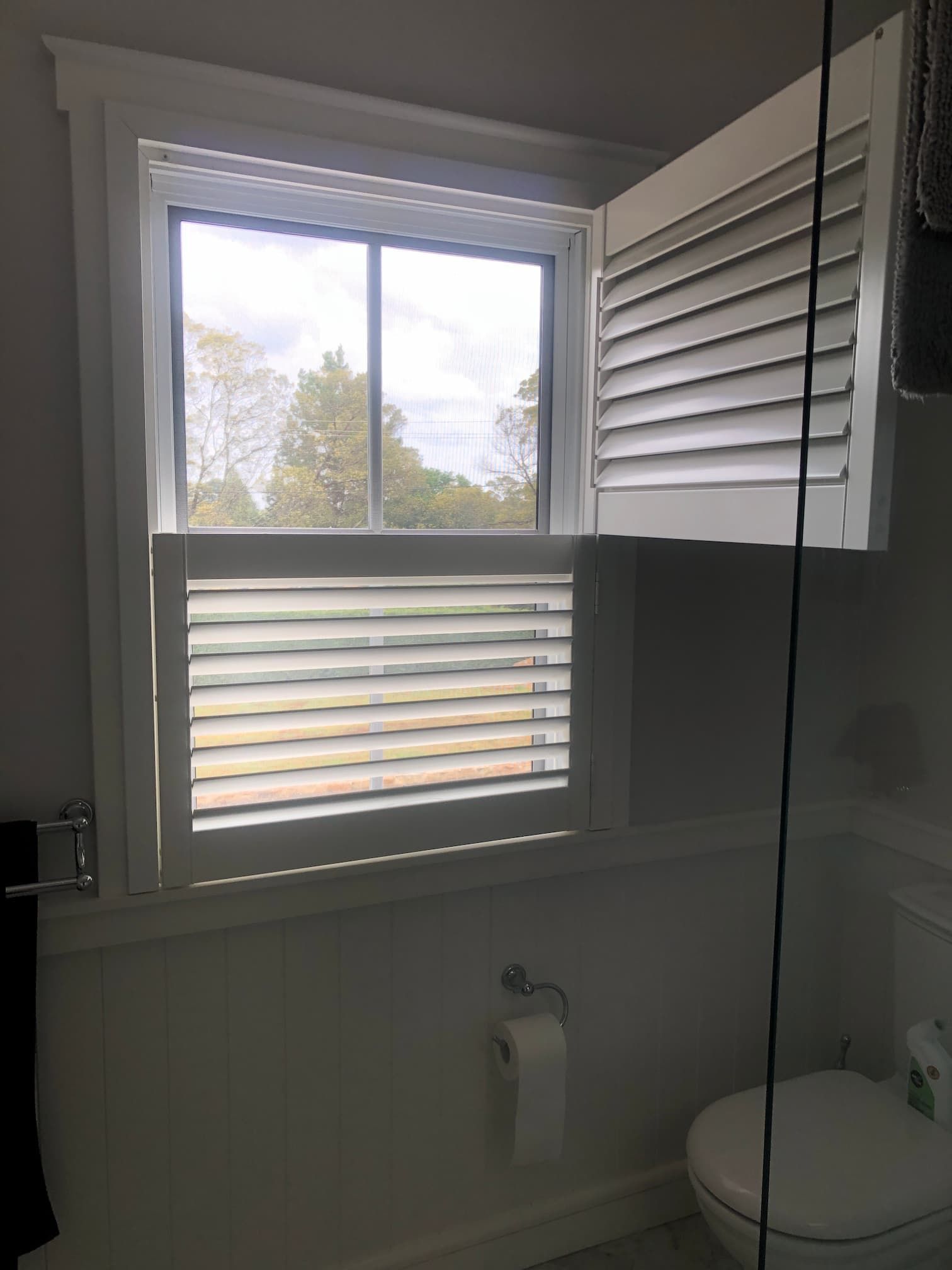 Bathroom Window With Small Shutter — Window Coverings in Exeter, NSW
