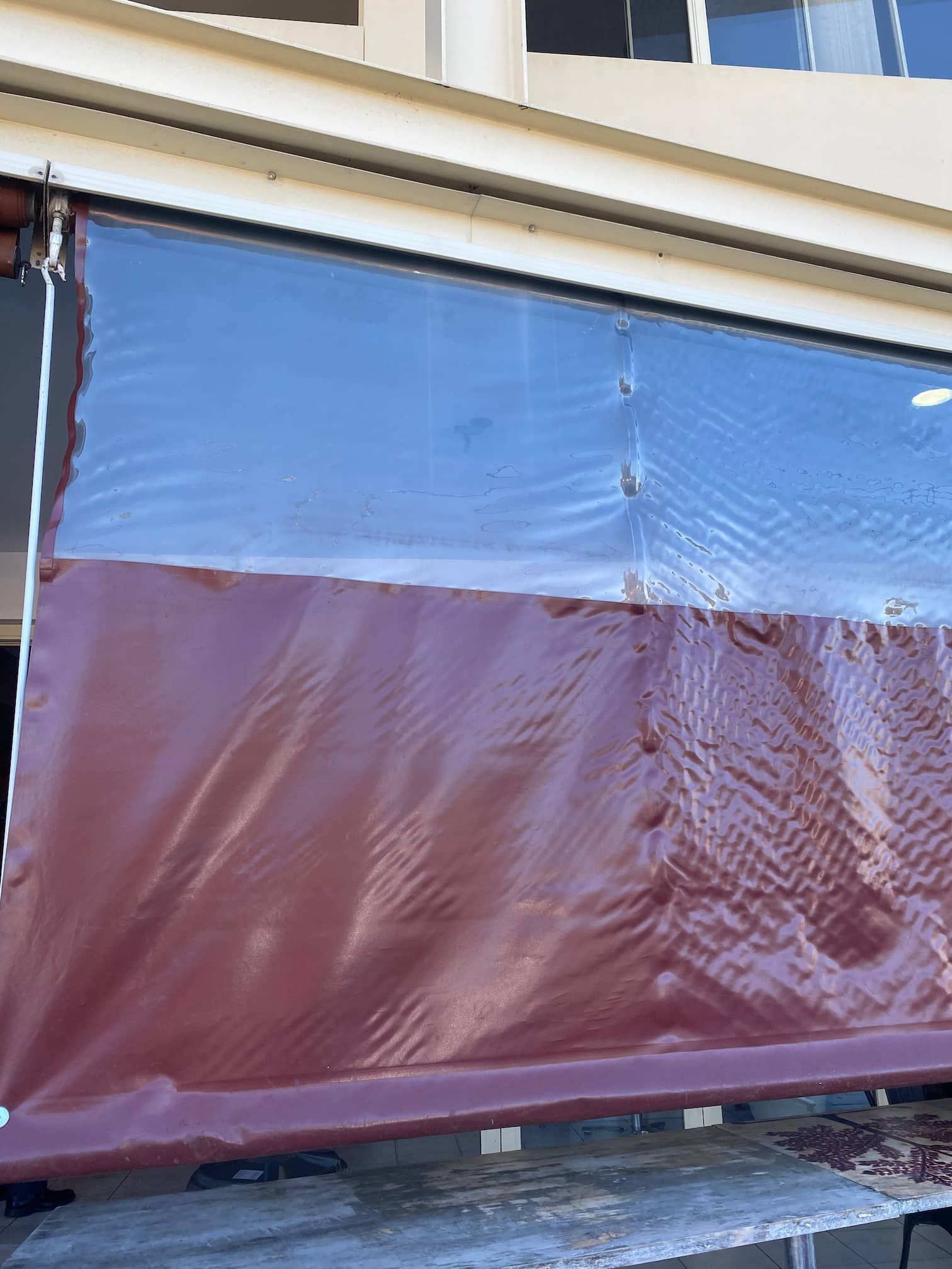 Red Outdoor Awning — Window Coverings in Exeter, NSW
