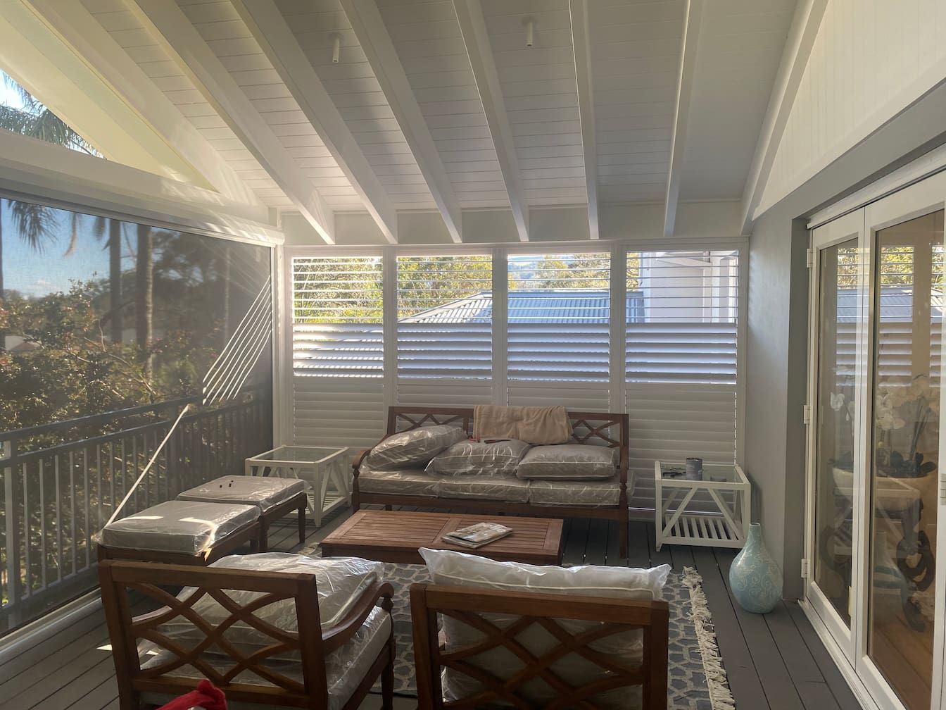 Balcony With Shutters — Window Coverings in Exeter, NSW
