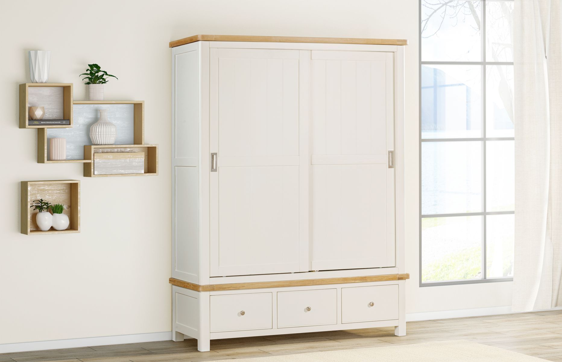 Foxington Painted Large Sliding Door Wardrobe